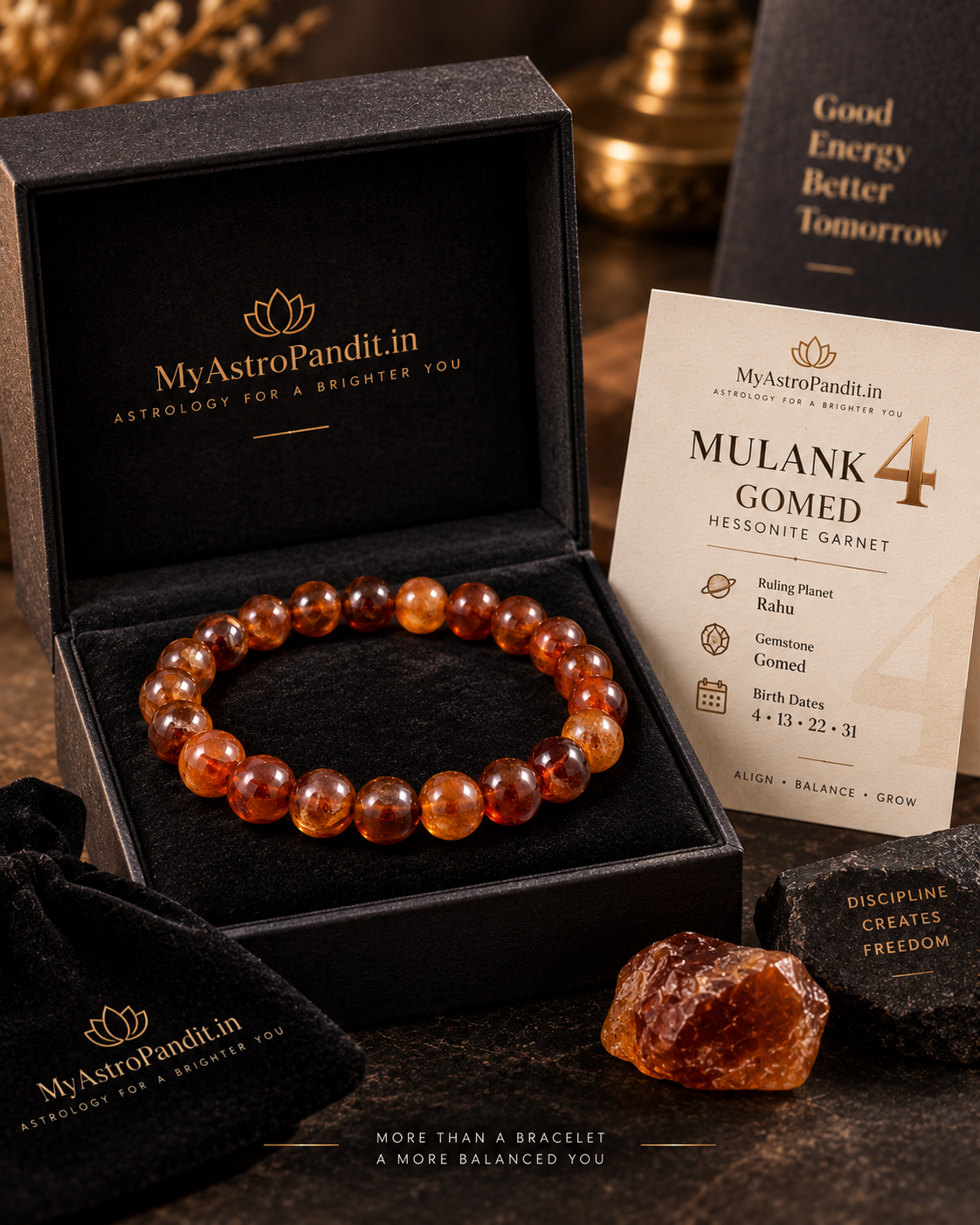 Gomed Bracelet – Rahu Hessonite Gemstone Bracelet